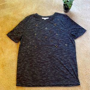 👚NWOT Loft Black Jeweled Top - Size Large